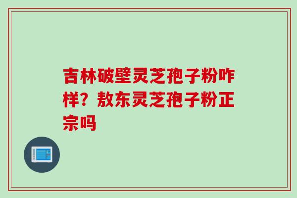 吉林破壁灵芝孢子粉咋样？敖东灵芝孢子粉正宗吗