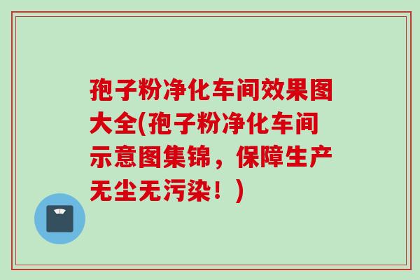 孢子粉净化车间效果图大全(孢子粉净化车间示意图集锦，保障生产无尘无污染！)