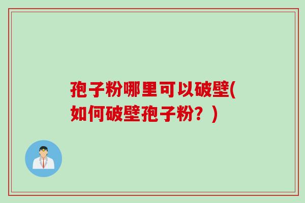 孢子粉哪里可以破壁(如何破壁孢子粉？)