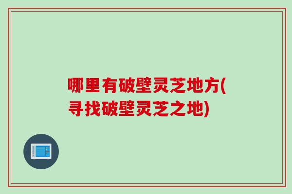 哪里有破壁灵芝地方(寻找破壁灵芝之地)