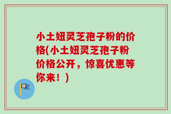 小土妞灵芝孢子粉的价格(小土妞灵芝孢子粉价格公开，惊喜优惠等你来！)