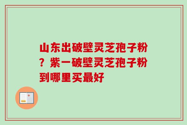 山东出破壁灵芝孢子粉？紫一破壁灵芝孢子粉到哪里买最好