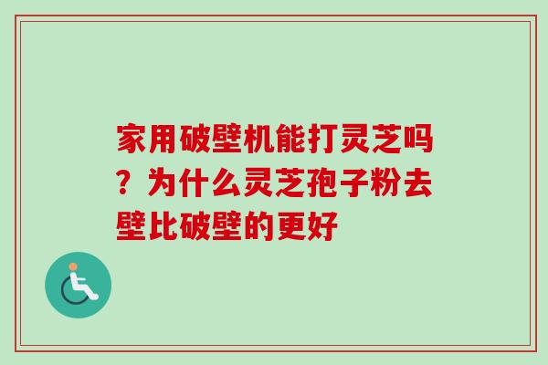 家用破壁机能打灵芝吗？为什么灵芝孢子粉去壁比破壁的更好