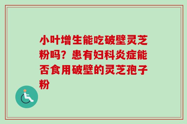 小叶增生能吃破壁灵芝粉吗？患有妇科炎症能否食用破壁的灵芝孢子粉