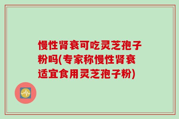 慢性肾衰可吃灵芝孢子粉吗(专家称慢性肾衰适宜食用灵芝孢子粉)