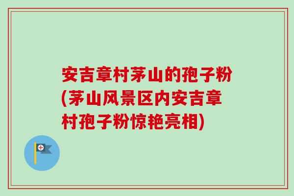 安吉章村茅山的孢子粉(茅山风景区内安吉章村孢子粉惊艳亮相)