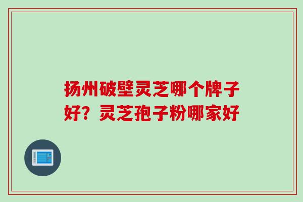扬州破壁灵芝哪个牌子好？灵芝孢子粉哪家好