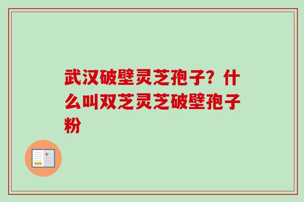 武汉破壁灵芝孢子？什么叫双芝灵芝破壁孢子粉