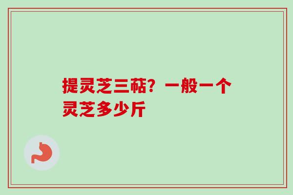提灵芝三萜？一般一个灵芝多少斤