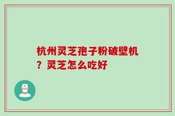 杭州灵芝孢子粉破壁机？灵芝怎么吃好