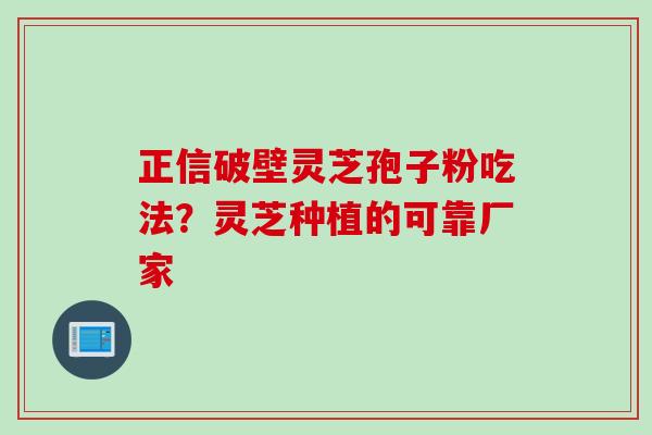 正信破壁灵芝孢子粉吃法？灵芝种植的可靠厂家
