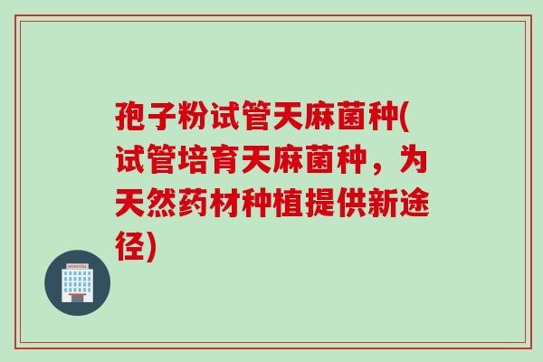 孢子粉试管天麻菌种(试管培育天麻菌种，为天然药材种植提供新途径)