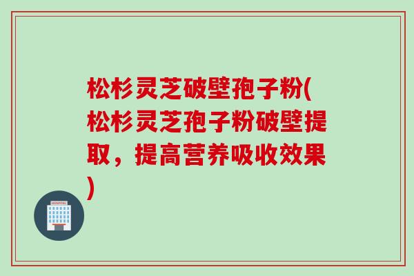 松杉灵芝破壁孢子粉(松杉灵芝孢子粉破壁提取，提高营养吸收效果)
