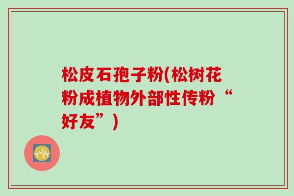 松皮石孢子粉(松树花粉成植物外部性传粉“好友”)
