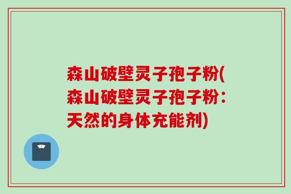 森山破壁灵子孢子粉(森山破壁灵子孢子粉：天然的身体充能剂)