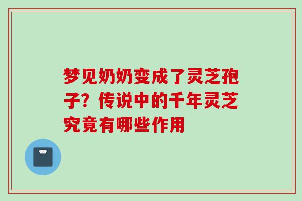 梦见奶奶变成了灵芝孢子？传说中的千年灵芝究竟有哪些作用