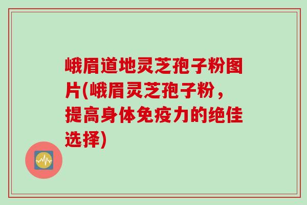 峨眉道地灵芝孢子粉图片(峨眉灵芝孢子粉，提高身体免疫力的绝佳选择)