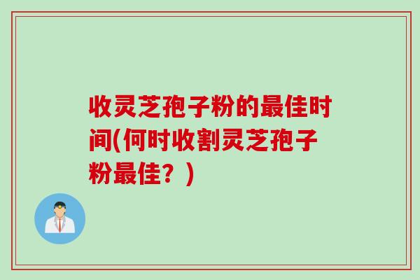 收灵芝孢子粉的最佳时间(何时收割灵芝孢子粉最佳？)