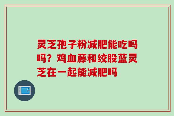 灵芝孢子粉减肥能吃吗吗？鸡血藤和绞股蓝灵芝在一起能减肥吗