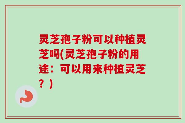 灵芝孢子粉可以种植灵芝吗(灵芝孢子粉的用途:可以用来种植灵芝?) 灵芝孢子粉可以种植灵芝吗(灵芝孢子粉的用途:可以用来种植灵芝?)