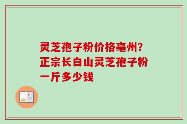 灵芝孢子粉价格亳州？正宗长白山灵芝孢子粉一斤多少钱