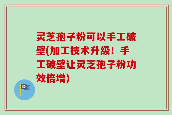 灵芝孢子粉可以手工破壁(加工技术升级！手工破壁让灵芝孢子粉功效倍增)