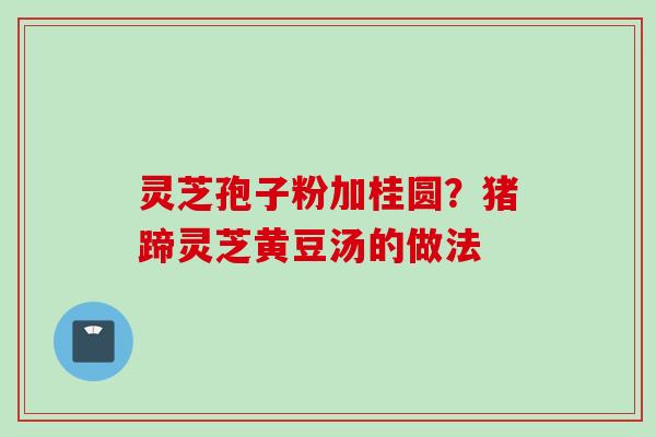 灵芝孢子粉加桂圆？猪蹄灵芝黄豆汤的做法