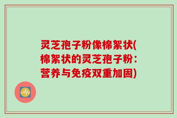 灵芝孢子粉像棉絮状(棉絮状的灵芝孢子粉：营养与免疫双重加固)