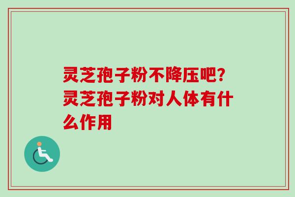 灵芝孢子粉不降压吧？灵芝孢子粉对人体有什么作用