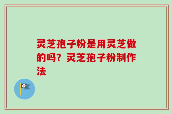 灵芝孢子粉是用灵芝做的吗？灵芝孢子粉制作法