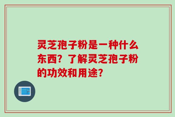 灵芝孢子粉是一种什么东西？了解灵芝孢子粉的功效和用途？