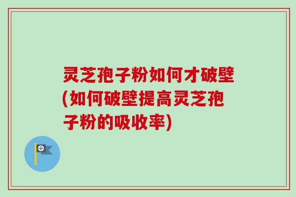 灵芝孢子粉如何才破壁(如何破壁提高灵芝孢子粉的吸收率)