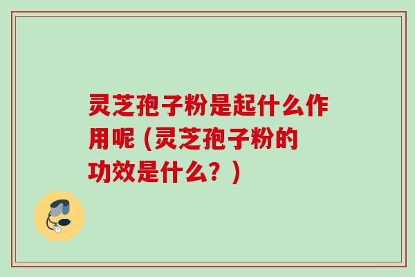 灵芝孢子粉是起什么作用呢 (灵芝孢子粉的功效是什么？)