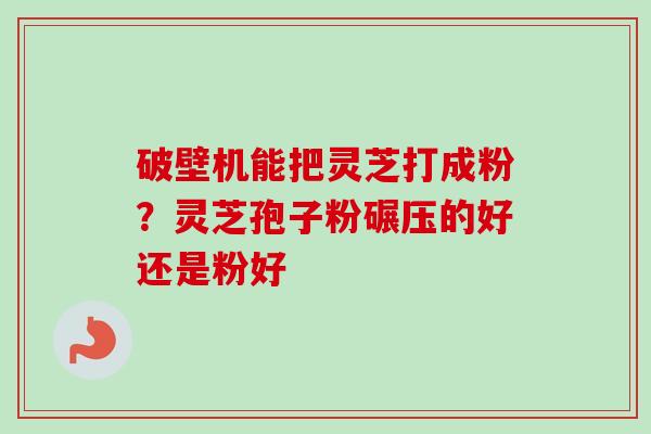 破壁机能把灵芝打成粉？灵芝孢子粉碾压的好还是粉好
