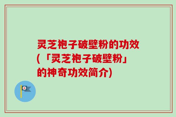灵芝袍子破壁粉的功效(「灵芝袍子破壁粉」的神奇功效简介)