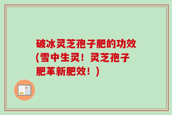 破冰灵芝孢子肥的功效(雪中生灵！灵芝孢子肥革新肥效！)