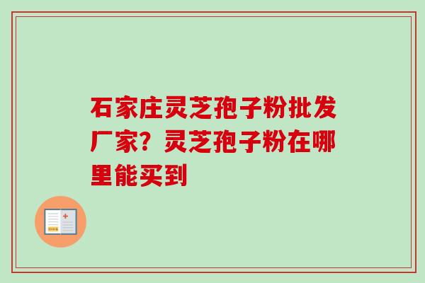 石家庄灵芝孢子粉批发厂家？灵芝孢子粉在哪里能买到