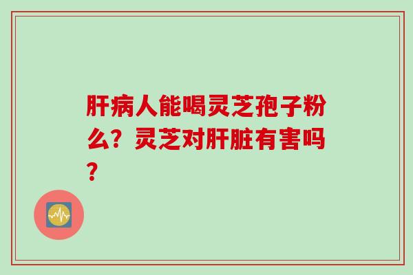 肝病人能喝灵芝孢子粉么？灵芝对肝脏有害吗？