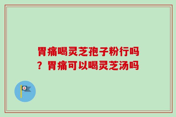 胃痛喝灵芝孢子粉行吗？胃痛可以喝灵芝汤吗