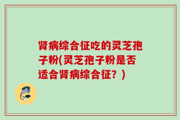 肾病综合征吃的灵芝孢子粉(灵芝孢子粉是否适合肾病综合征？)