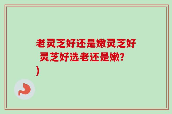老灵芝好还是嫩灵芝好 灵芝好选老还是嫩？)