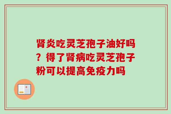 肾炎吃灵芝孢子油好吗？得了肾病吃灵芝孢子粉可以提高免疫力吗