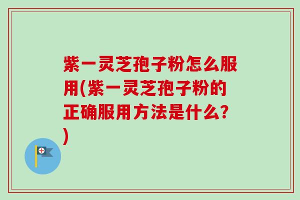 紫一灵芝孢子粉怎么服用(紫一灵芝孢子粉的正确服用方法是什么？)
