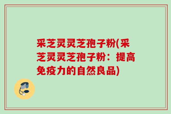 采芝灵灵芝孢子粉(采芝灵灵芝孢子粉：提高免疫力的自然良品)
