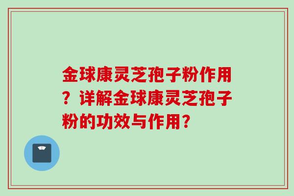 金球康灵芝孢子粉作用？详解金球康灵芝孢子粉的功效与作用？