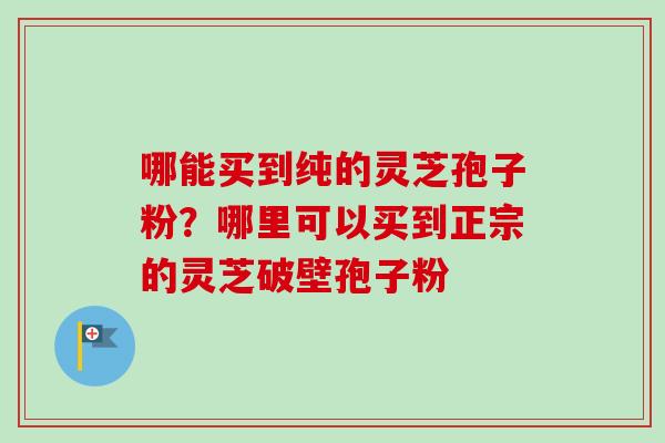 哪能买到纯的灵芝孢子粉？哪里可以买到正宗的灵芝破壁孢子粉