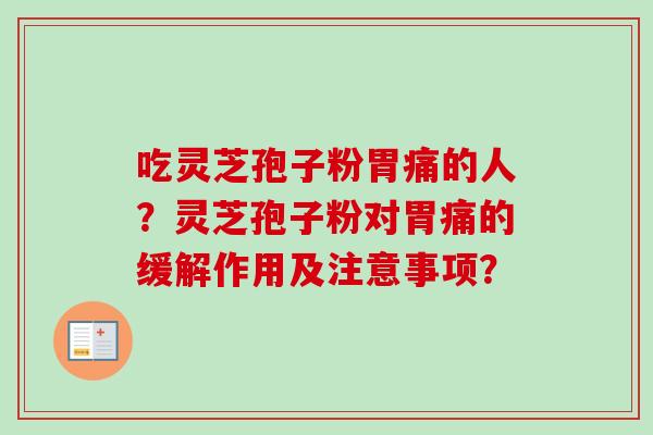 吃灵芝孢子粉胃痛的人？灵芝孢子粉对胃痛的缓解作用及注意事项？