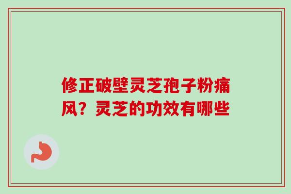 修正破壁灵芝孢子粉痛风？灵芝的功效有哪些