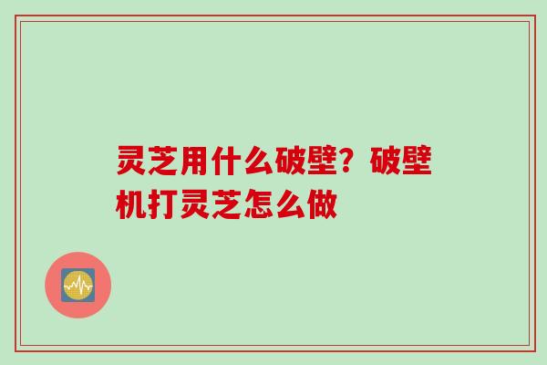 灵芝用什么破壁？破壁机打灵芝怎么做