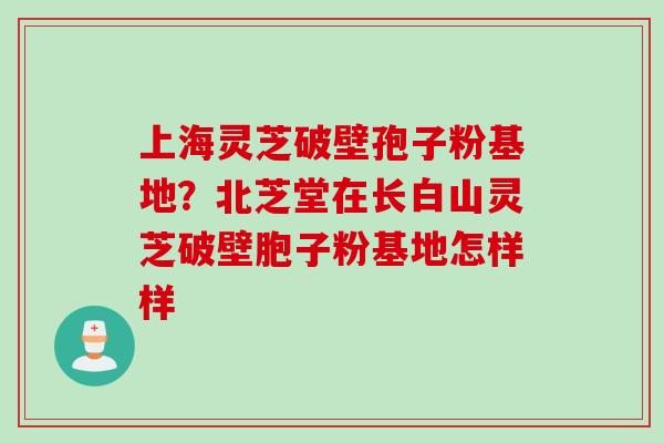 上海灵芝破壁孢子粉基地？北芝堂在长白山灵芝破壁胞子粉基地怎样样